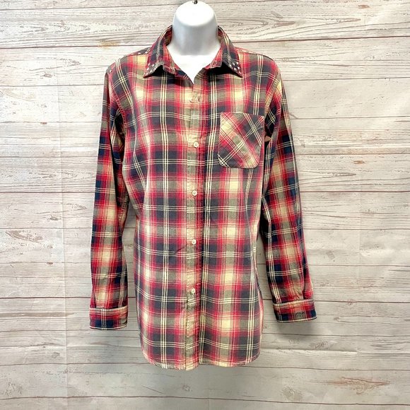 Current Elliott Plaid button up shirt with stud accents - Picture 3 of 8